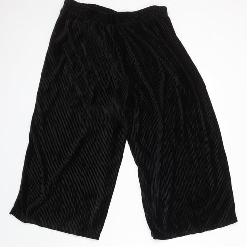 New Look Womens Black Polyester Cropped Trousers Size M L20 in Relaxed - Elasticated Waist