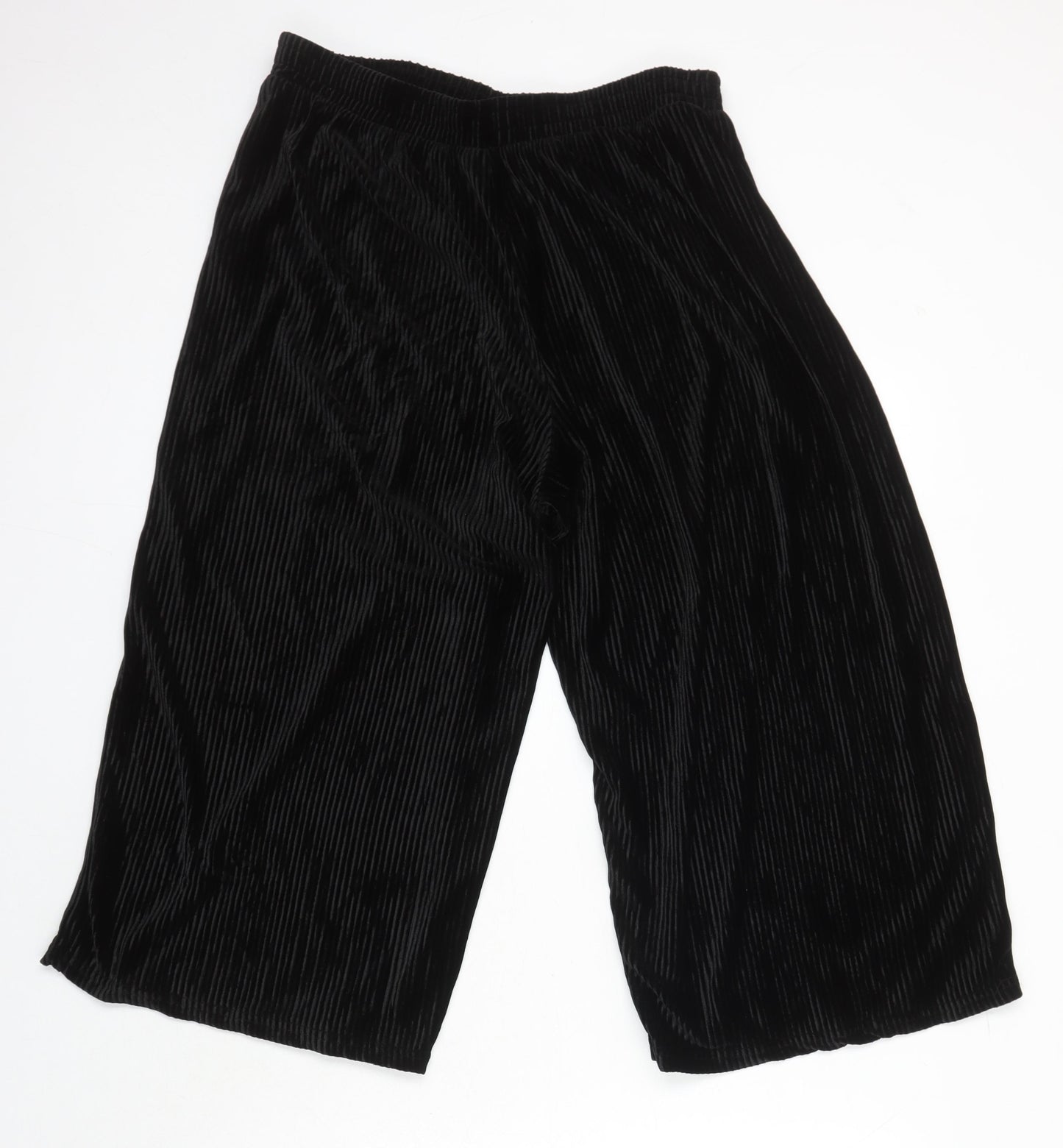 New Look Womens Black Polyester Cropped Trousers Size M L20 in Relaxed - Elasticated Waist