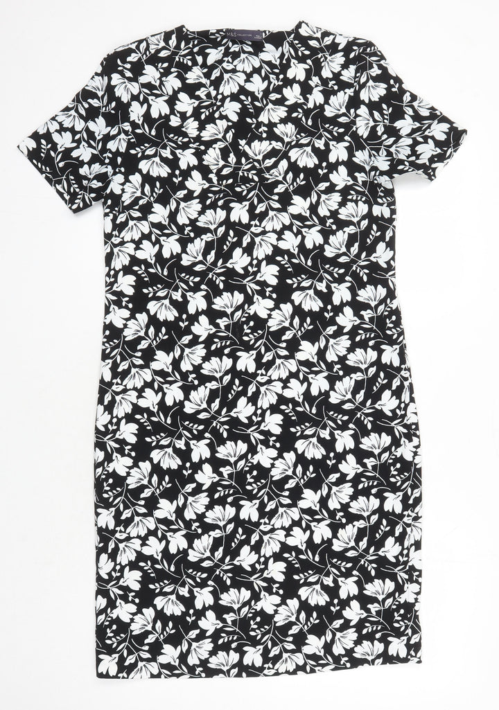 M&S Womens Multicoloured Floral Polyester Shift Size 8 Sweetheart