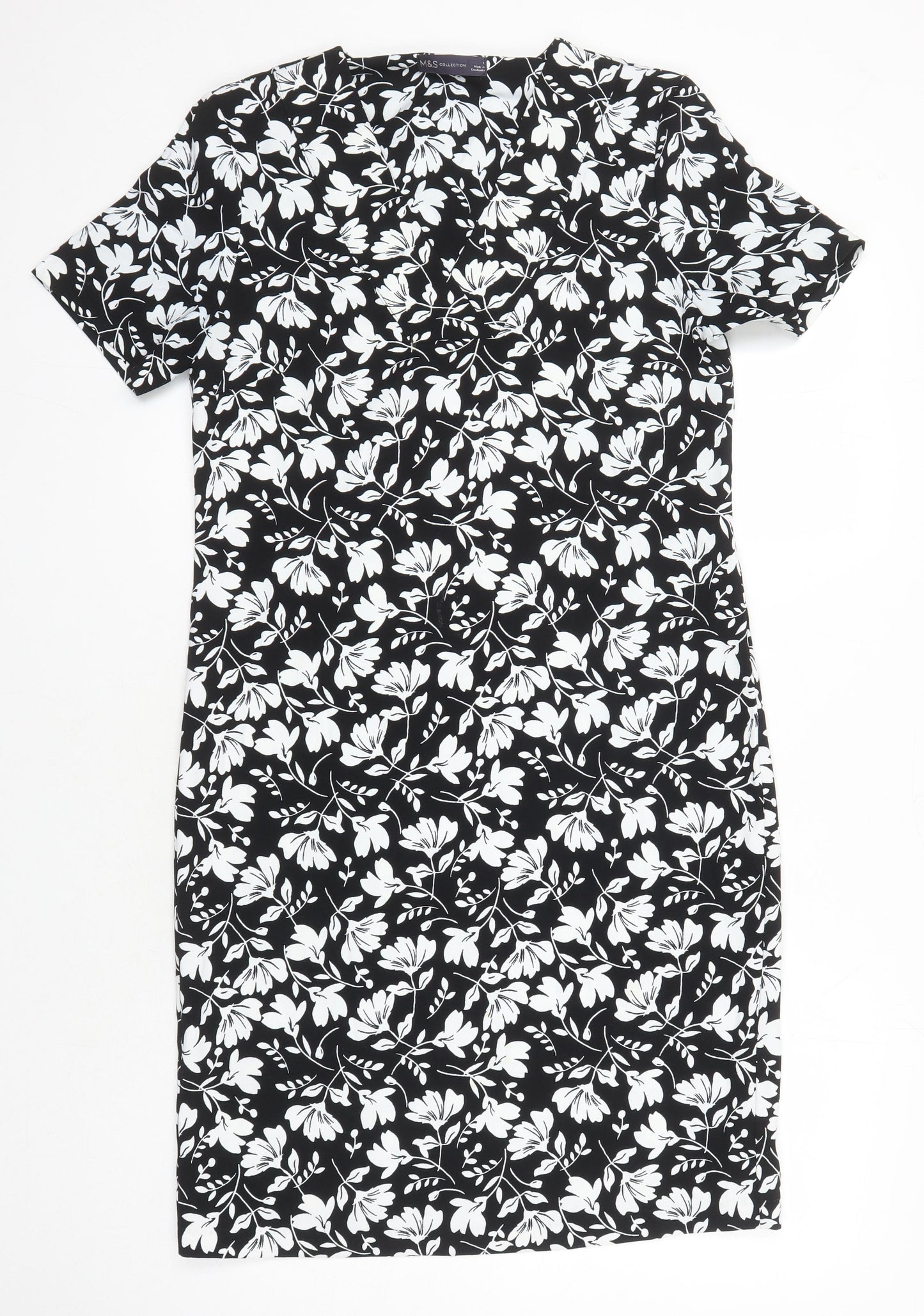 M&S Womens Multicoloured Floral Polyester Shift Size 8 Sweetheart