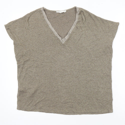 MNG Womens Gold Viscose Basic Tank Size M V-Neck