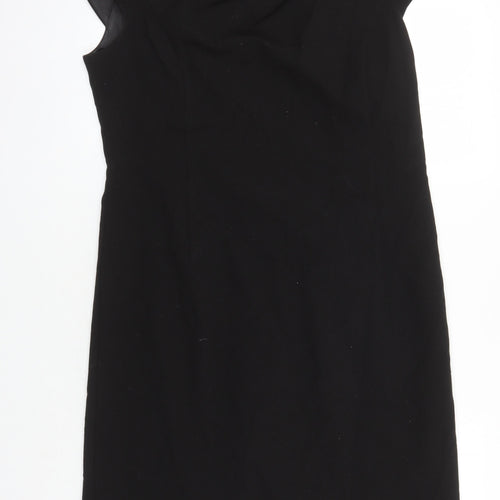 M&S Womens Black Polyester Shift Size 16 Boat Neck