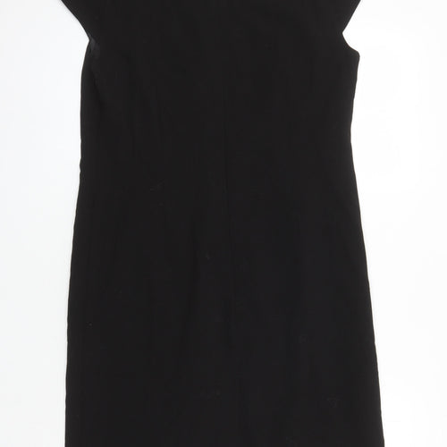 M&S Womens Black Polyester Shift Size 16 Boat Neck