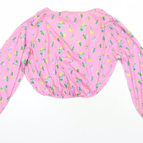 ASOS Womens Multicoloured Floral Polyester Cropped Blouse Size 8 V-Neck