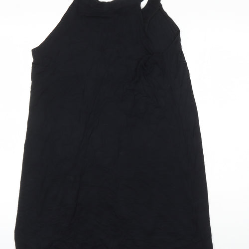 M&Co Womens Black Viscose Tunic Tank Size 10 Boat Neck - Sequin Detail