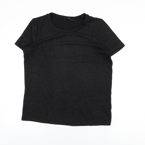 NEXT Womens Black Polyester Basic T-Shirt Size 12 Round Neck