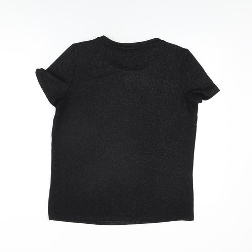 NEXT Womens Black Polyester Basic T-Shirt Size 12 Round Neck