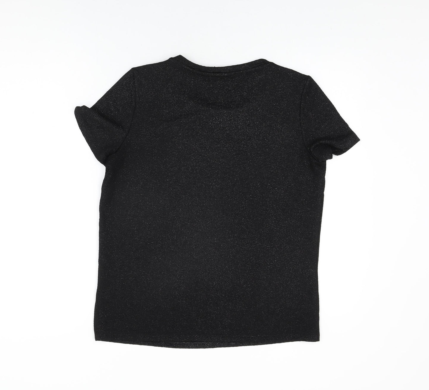 NEXT Womens Black Polyester Basic T-Shirt Size 12 Round Neck