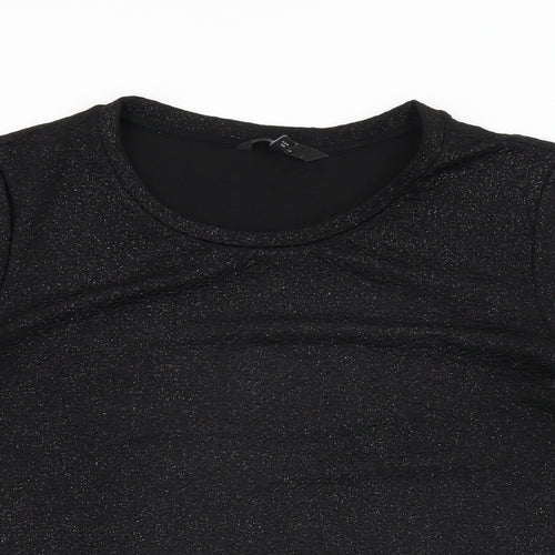 NEXT Womens Black Polyester Basic T-Shirt Size 12 Round Neck