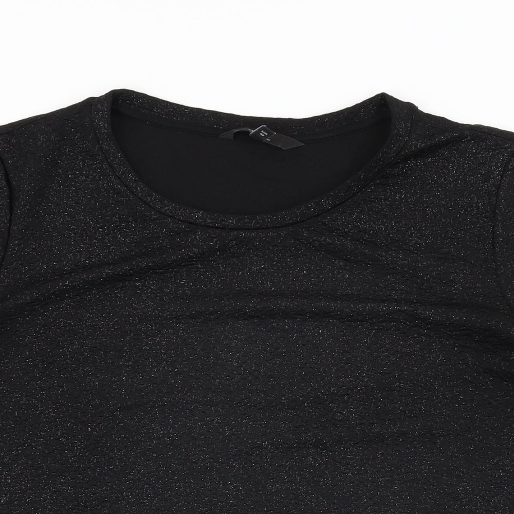 NEXT Womens Black Polyester Basic T-Shirt Size 12 Round Neck