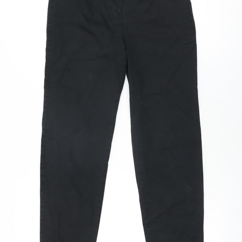 Marks and Spencer Womens Black Cotton Trousers Size 8 L27.5 in Regular Zip