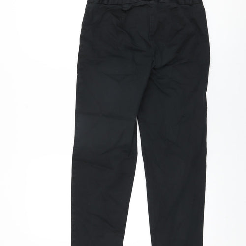 Marks and Spencer Womens Black Cotton Trousers Size 8 L27.5 in Regular Zip