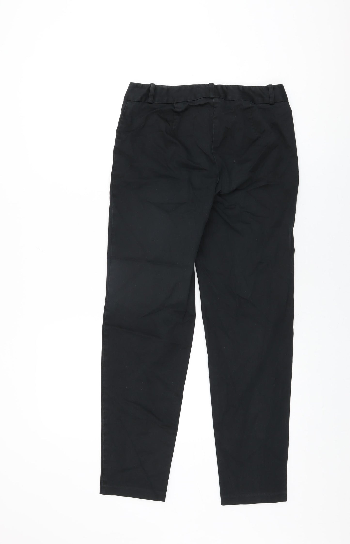 Marks and Spencer Womens Black Cotton Trousers Size 8 L27.5 in Regular Zip