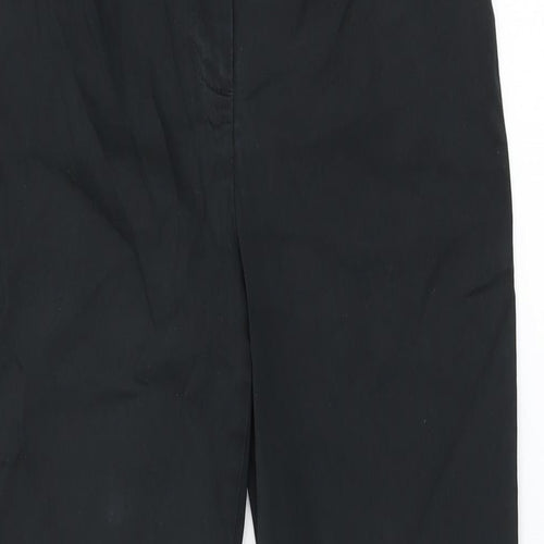 Marks and Spencer Womens Black Cotton Trousers Size 8 L27.5 in Regular Zip