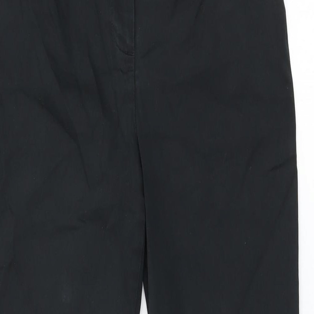 Marks and Spencer Womens Black Cotton Trousers Size 8 L27.5 in Regular Zip