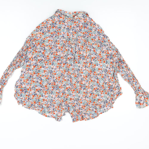 Marks and Spencer Womens Multicoloured Floral Viscose Basic Button-Up Size 14 Collared