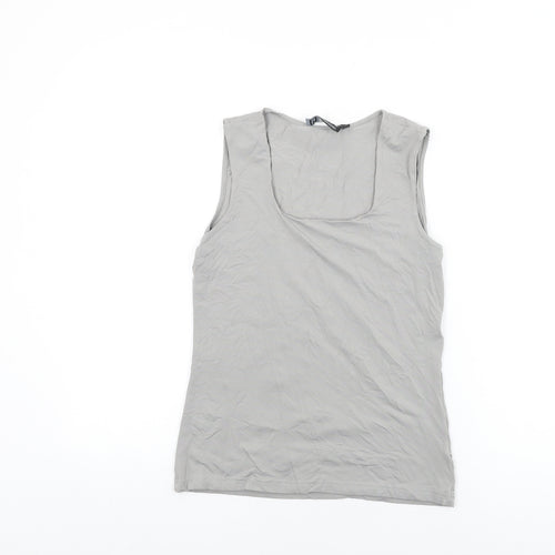 YAYA Womens Grey Polyamide Basic T-Shirt Size M Square Neck