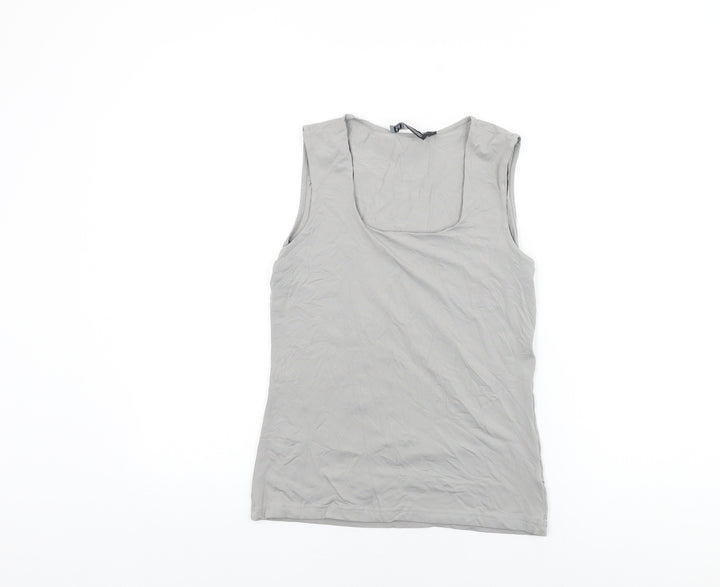 YAYA Womens Grey Polyamide Basic T-Shirt Size M Square Neck