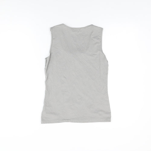 YAYA Womens Grey Polyamide Basic T-Shirt Size M Square Neck