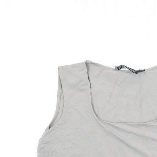 YAYA Womens Grey Polyamide Basic T-Shirt Size M Square Neck
