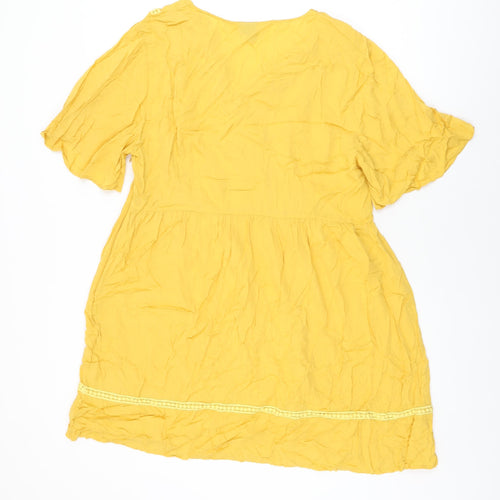 Izabel London Womens Yellow Polyester Shift Size 16 V-Neck Zip