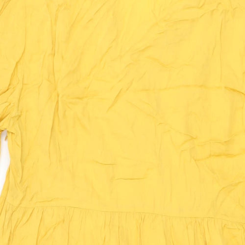 Izabel London Womens Yellow Polyester Shift Size 16 V-Neck Zip