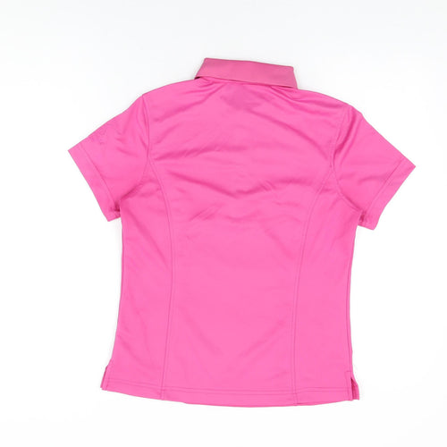 Monterey Womens Pink Polyester Basic T-Shirt Size S Collared