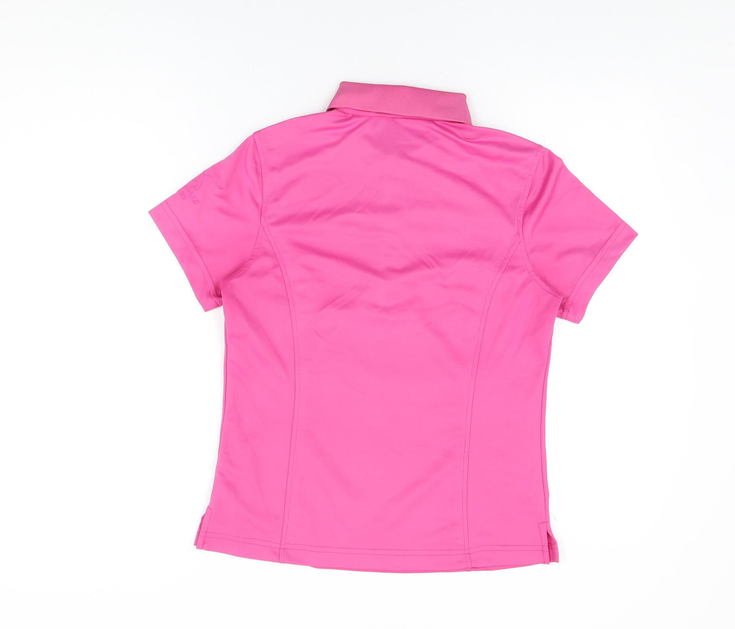 Monterey Womens Pink Polyester Basic T-Shirt Size S Collared