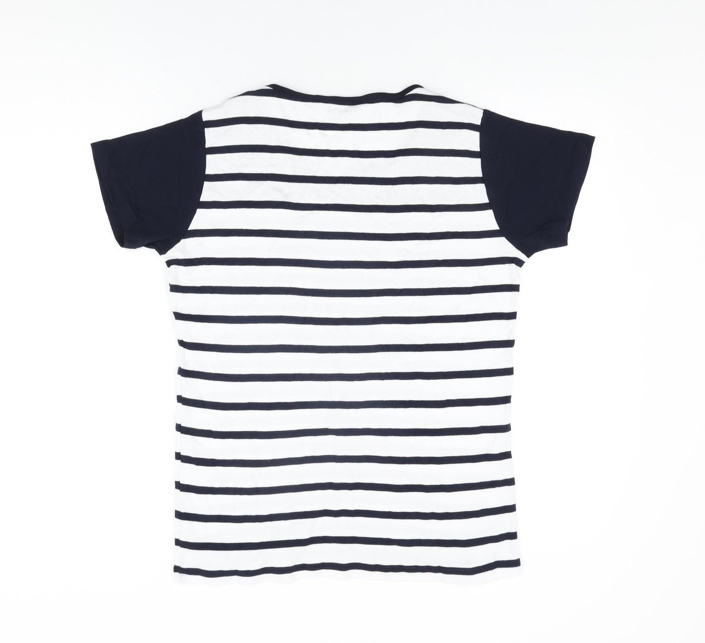 Isle Womens White Striped Cotton Basic T-Shirt Size 14 Round Neck - Size 14-16