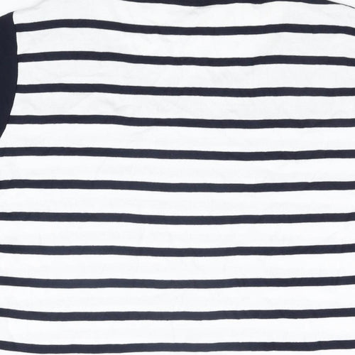 Isle Womens White Striped Cotton Basic T-Shirt Size 14 Round Neck - Size 14-16