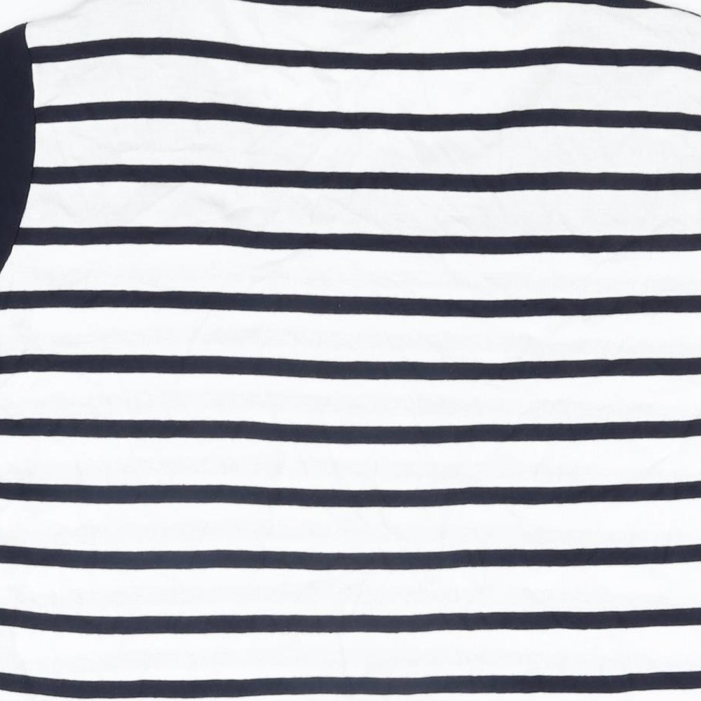 Isle Womens White Striped Cotton Basic T-Shirt Size 14 Round Neck - Size 14-16
