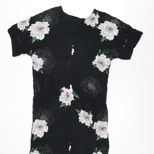 Free/Quent Womens Black Floral Viscose Shift Size XS Round Neck Pullover