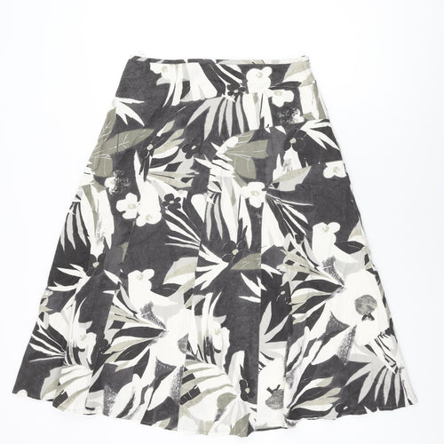 iZ Womens Grey Floral Cotton Swing Skirt Size M Zip