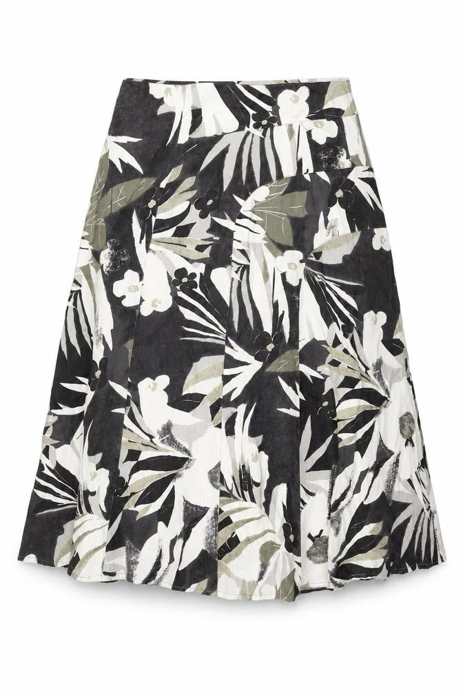 iZ Womens Grey Floral Cotton Swing Skirt Size M Zip