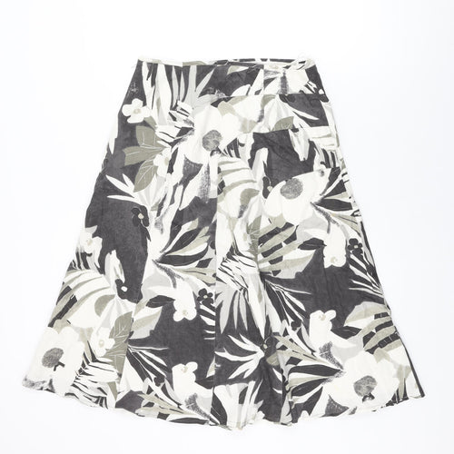 iZ Womens Grey Floral Cotton Swing Skirt Size M Zip