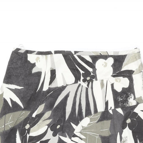 iZ Womens Grey Floral Cotton Swing Skirt Size M Zip
