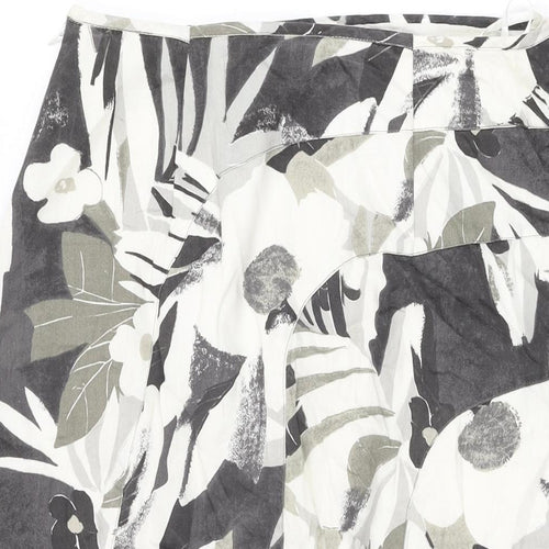 iZ Womens Grey Floral Cotton Swing Skirt Size M Zip