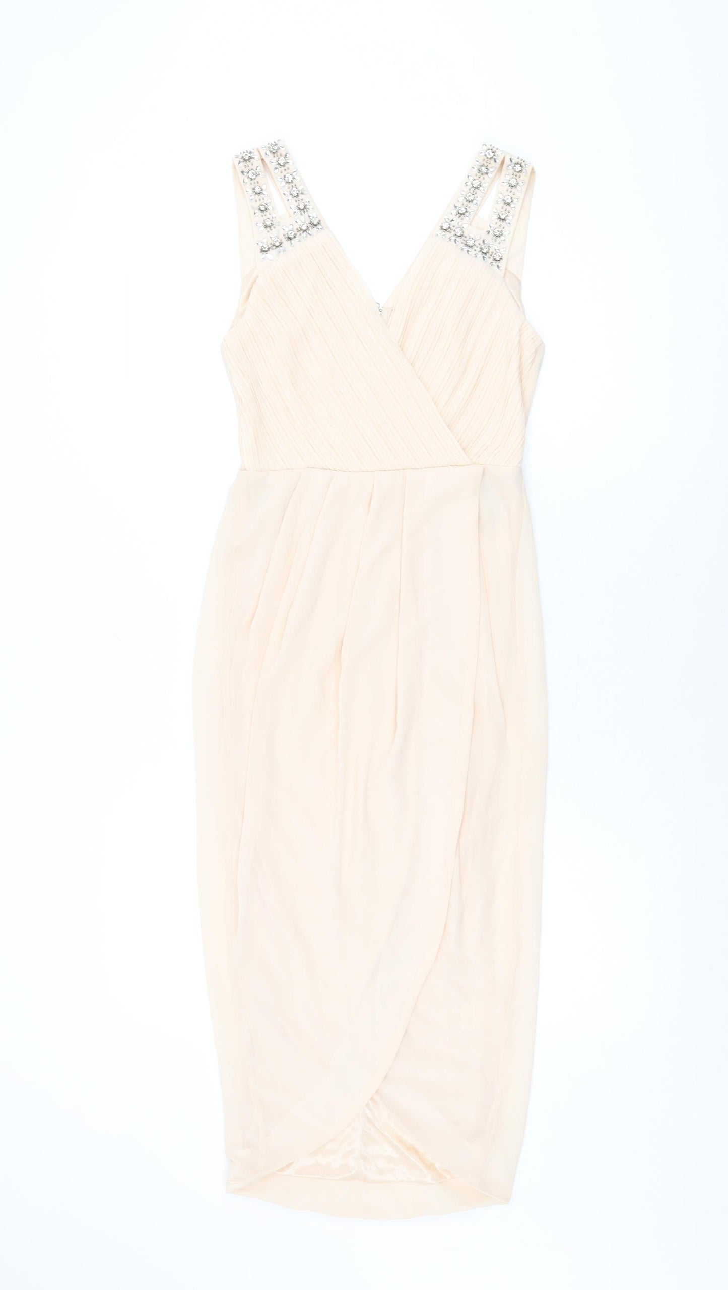 TFNC London Womens Pink Polyester Bodycon Size 8 V-Neck Zip