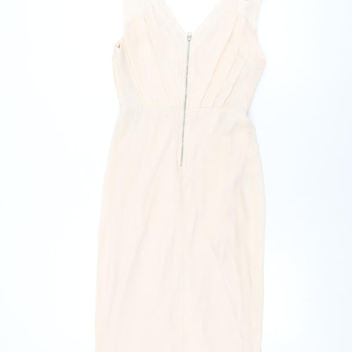 TFNC London Womens Pink Polyester Bodycon Size 8 V-Neck Zip