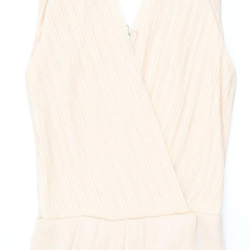 TFNC London Womens Pink Polyester Bodycon Size 8 V-Neck Zip