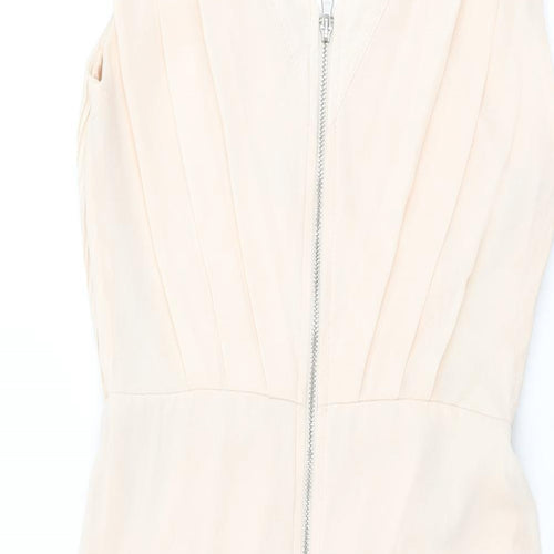 TFNC London Womens Pink Polyester Bodycon Size 8 V-Neck Zip