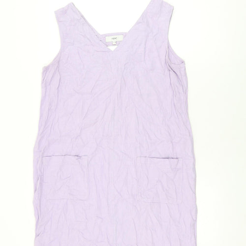 NEXT Womens Purple Linen Shift Size 14 V-Neck Pullover