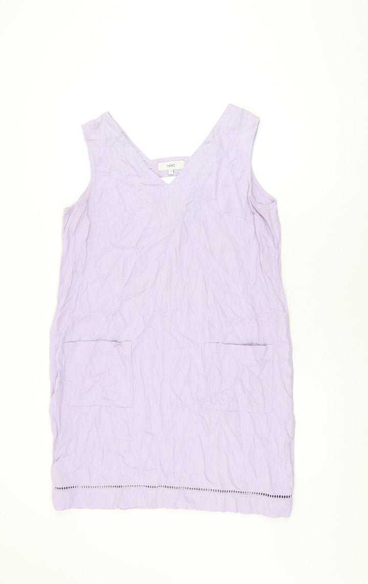 NEXT Womens Purple Linen Shift Size 14 V-Neck Pullover