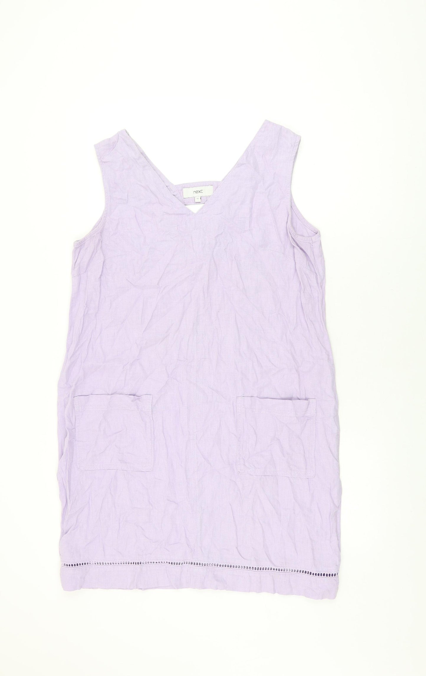 NEXT Womens Purple Linen Shift Size 14 V-Neck Pullover