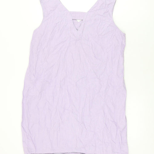 NEXT Womens Purple Linen Shift Size 14 V-Neck Pullover