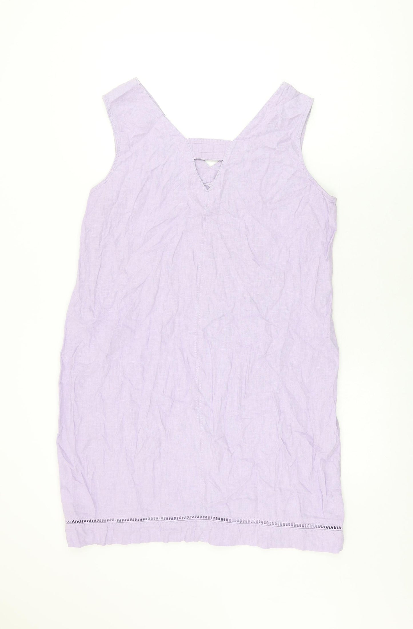 NEXT Womens Purple Linen Shift Size 14 V-Neck Pullover