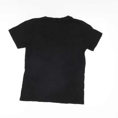 New Look Womens Black Cotton Basic T-Shirt Size 10 Round Neck