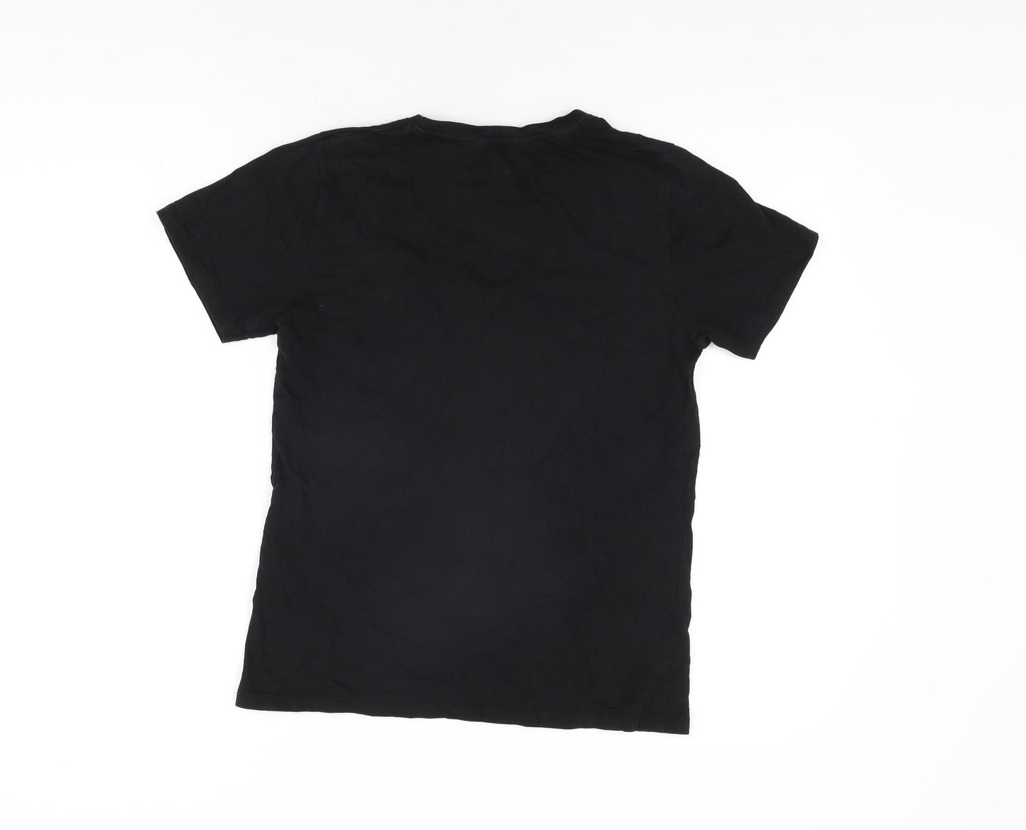 New Look Womens Black Cotton Basic T-Shirt Size 10 Round Neck