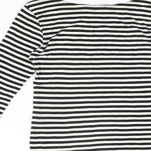 PRETTYLITTLETHING Womens White Striped Viscose Bodycon Size 8 Round Neck Pullover