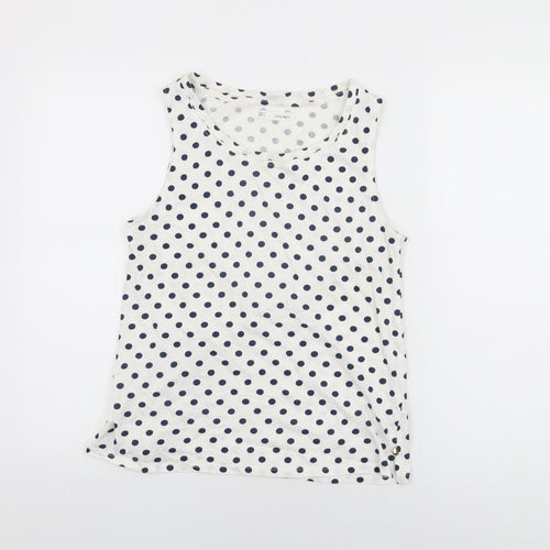Sfera Womens White Polka Dot Cotton Basic Tank Size L Round Neck